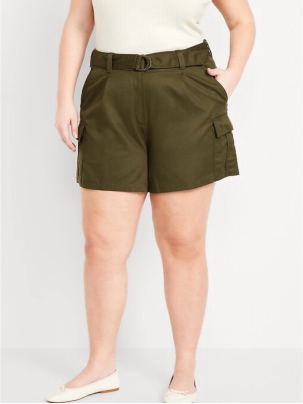Old Navy Extra High-Waisted Cargo Shorts Conifer size 14